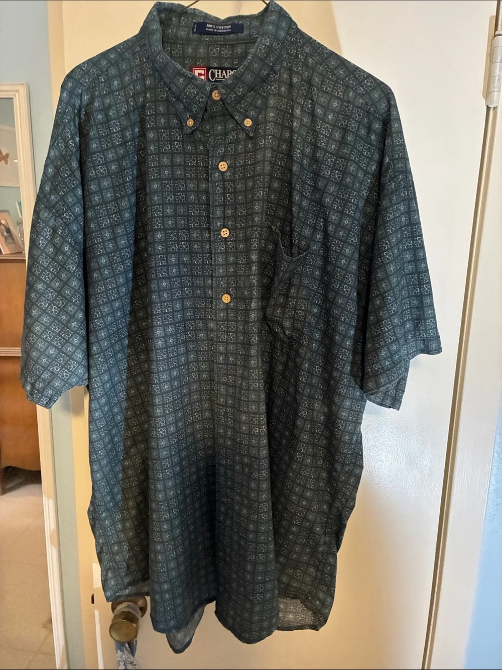 Chaps Men’s Short-Sleeve Shirt in Blue Print